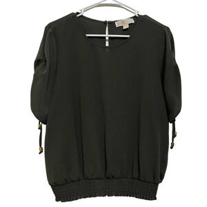 Michael Kors Green Short Sleeve Blouse Adjustable Sleeves Medium